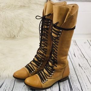 Steve Madden Perrin boot tan brown lace size 8